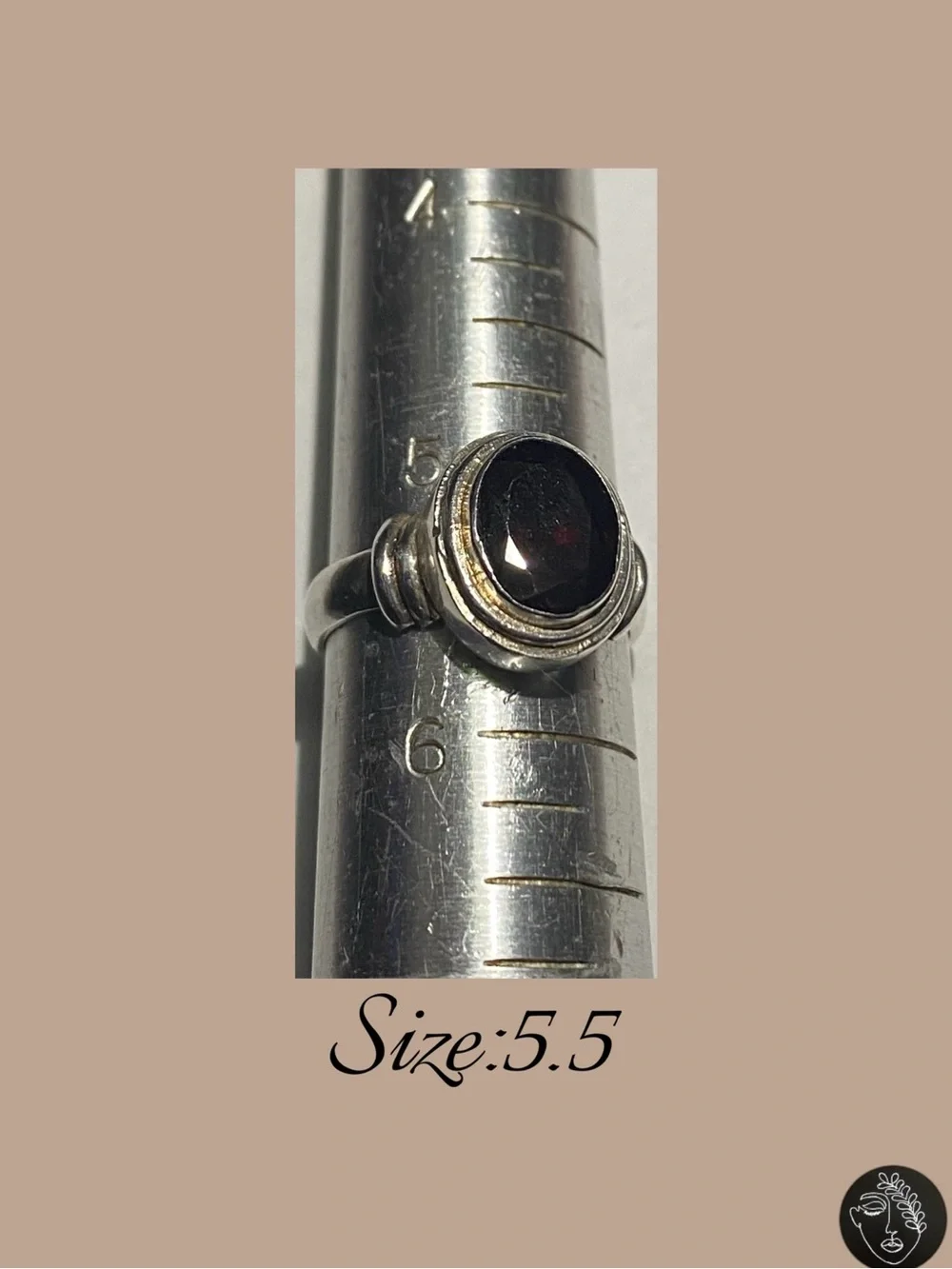 VTG NWT Sterling Silver 925 Red Garnet Solitaire Ring Size 5.5 Boho